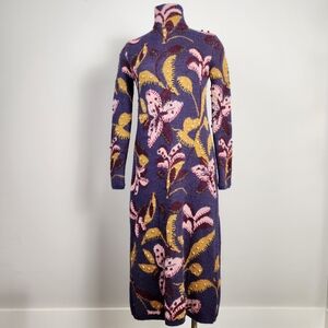 ZARA Knit 3D Floral Retro Look Midi Dress.